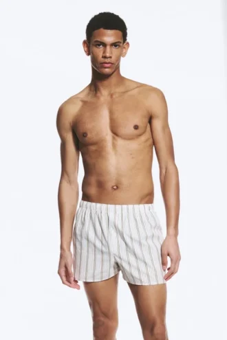 2-Pack Boxer Shorts – Checked Brown & Striped White