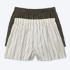 2-Pack Boxer Shorts – Checked Brown & Striped White