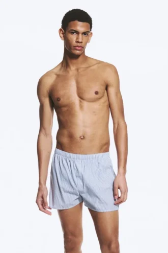 2-Pack Boxer Shorts – White, Blue Stripes