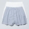 2-Pack Boxer Shorts – White, Blue Stripes