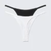 2-Pack Cotton Tanga Thongs – Black & White