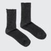 2-Pack Frill-Edge Glitter Crew Socks – Black Glitter
