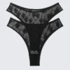 2-Pack Lace Brazilian Briefs – Black