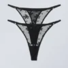 2-Pack Lace Tanga Thongs – Black