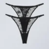 2-Pack Lace Tanga Thongs – Black