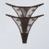 2-Pack Lace Tanga Thongs – Dark Brown