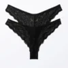 2-Pack Lacey Lace Brazilian Briefs – Black
