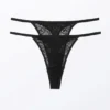 2-Pack Lacey Lace Thongs – Black