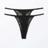 2-Pack Lacey Lace Thongs – Black