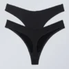 2-Pack Low Waist Modal Thongs – Black