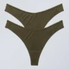 2-Pack Low Waist Modal Thongs – Dark Khaki Green