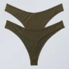 2-Pack Low Waist Modal Thongs – Dark Khaki Green