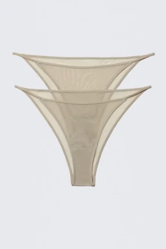 2-Pack Mesh Brazilian Briefs – Beige