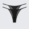 2-Pack Mid Rise Mesh Tanga Thongs – Black