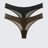 2-Pack Mila Mesh Thongs – Dark Brown