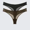 2-Pack Mila Mesh Thongs – Dark Brown