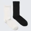 2-Pack Pointelle Cotton Crew Socks – Black & White