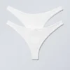 2-Pack Pointelle Cotton Thongs – White