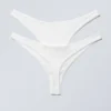 2-Pack Pointelle Cotton Thongs – White
