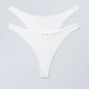2-Pack Pointelle Thongs – White