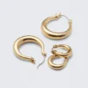 2-Pack Polished Hoop Earrings – Golden