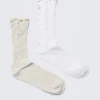 2-Pack Reverse Crew Socks – Dusty Grey & White