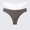 2-Pack Ribbed Brazilian Briefs – White & Washed Grey