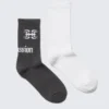 2-Pack Ribbed Graphic Socks – Solid White & Graphic Grey