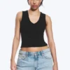 2-Pack Ribbed V-Neck Tank Top – Black