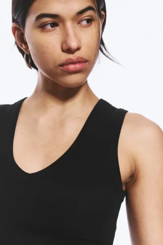 2-Pack Ribbed V-Neck Tank Top – Black