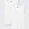 2-Pack Ribbed V-Neck Tank Top – White