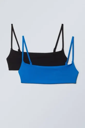 2-Pack Scoop Bikini Tops – Black & Blue