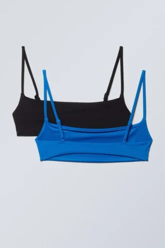 2-Pack Scoop Bikini Tops – Black & Blue