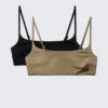2-Pack Scoop Neck Bikini Tops – Black & Beige
