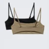 2-Pack Scoop Neck Bikini Tops – Black & Beige