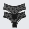 2-Pack Sheer Lace Hipster Briefs – Black