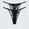 2-Pack Sheer Lace Tanga Thongs – Black
