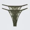 2-Pack Sheer Lace Tanga Thongs – Dark Khaki Green