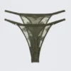 2-Pack Sheer Lace Tanga Thongs – Dark Khaki Green