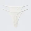 2-Pack Sheer Lace Tanga Thongs – White