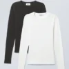 2-Pack Slim Fitted Long Sleeves – Black & White