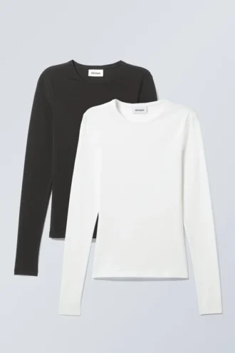 2-Pack Slim Fitted Long Sleeves – Black & White