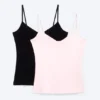 2-Pack Slim V-Neck Cotton Singlet – Light Dusty Pink/Black