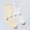 2-Pack Soft Graphic Socks – Yellow & White