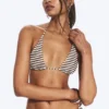2-Pack Strappy Triangle Bikini Tops – Black + Brown Stripe