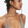 2-Pack Strappy Triangle Bikini Tops – Black + Brown Stripe