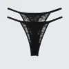 2-Pack Swirly Lace Tanga Thongs – Black