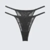 2-Pack Swirly Lace Tanga Thongs – Dark Grey