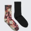 2-Pack Tie-Dye Crew Socks – Red Tie-Dye & Solid Black