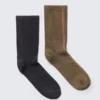 2-Pack Washed Crew Socks – Dark Blue & Beige